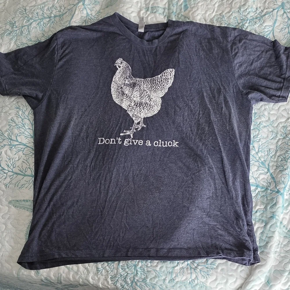 Next Level Apparel Chicken Dont Give A Cluck XXL Dark Blue Tee - Picture 3 of 3